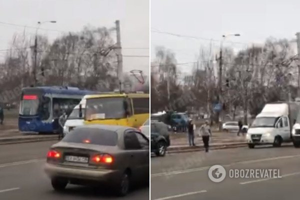 В Киеве обиженный водитель Nissan пошел с ножом на ГАЗель. ВИДЕО